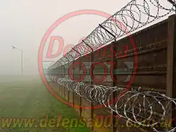 Instalación de concertina helicoidal cruzadade 45 cm en muro premoldeado arriba y a media altura, zona Bella Vista.