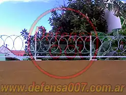 Instalación de concertina plana de 45 cm sobre muro elevada con hierro.