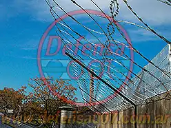 Instalación de concertina plana de 45 cm en doble capa inclinada a 45°. Zona Wilde.