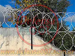 Instalación de concertina plana de 45 cm sobre muro. Zona Wilde.