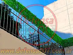 Instalación de concertina plana de 45 cm sobre reja con enredadera artificial.