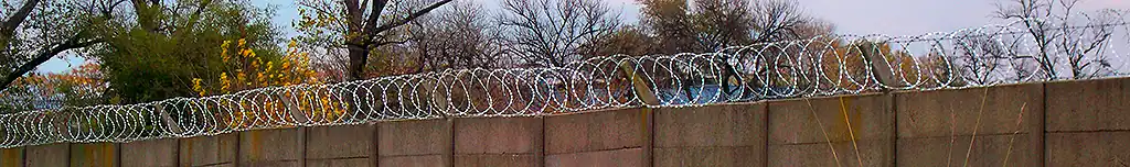 Concertina de fondo colocada sobre un muro.